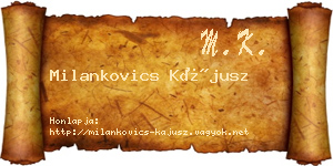 Milankovics Kájusz névjegykártya